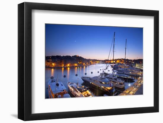 Europe, Maltese Islands, Malta. the Port of Vittoriosa with Luxury Yachts Parked at the Marina.-Ken Scicluna-Framed Photographic Print