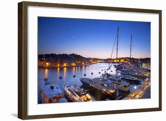 Europe, Maltese Islands, Malta. the Port of Vittoriosa with Luxury Yachts Parked at the Marina.-Ken Scicluna-Framed Photographic Print
