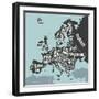 Europe, Map. Poster Map of the Europe with Country Names-FoxysGraphic-Framed Photographic Print