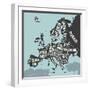 Europe, Map. Poster Map of the Europe with Country Names-FoxysGraphic-Framed Photographic Print