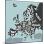 Europe, Map. Poster Map of the Europe with Country Names-FoxysGraphic-Mounted Photographic Print