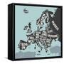 Europe, Map. Poster Map of the Europe with Country Names-FoxysGraphic-Framed Stretched Canvas