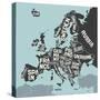Europe, Map. Poster Map of the Europe with Country Names-FoxysGraphic-Stretched Canvas