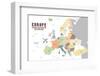 Europe Map with Colour and Name-siraanamwong-Framed Photographic Print