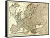 Europe - Panoramic Map-Lantern Press-Framed Stretched Canvas