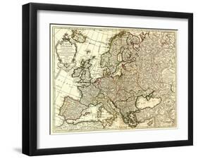 Europe - Panoramic Map-Lantern Press-Framed Art Print