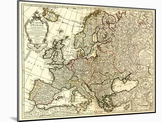 Europe - Panoramic Map-Lantern Press-Mounted Art Print