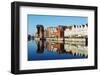 Europe, Poland, Gdansk, Canal Side Houses and Gdansk Crane-Christian Kober-Framed Photographic Print