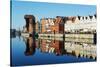 Europe, Poland, Gdansk, Canal Side Houses and Gdansk Crane-Christian Kober-Stretched Canvas