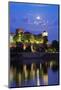 Europe, Poland, Malopolska, Krakow, Full Moon over Wawel Hill Castle and Cathedral-Christian Kober-Mounted Photographic Print