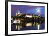 Europe, Poland, Malopolska, Krakow, Full Moon over Wawel Hill Castle and Cathedral-Christian Kober-Framed Photographic Print