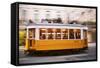Europe, Portugal, Lisbon, a Speeding Tram (Streetcar) in the City Center-Alex Robinson-Framed Stretched Canvas
