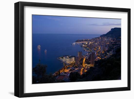 Europe, Principality Monaco, Monte Carlo, Town View, Evening-Chris Seba-Framed Premium Photographic Print