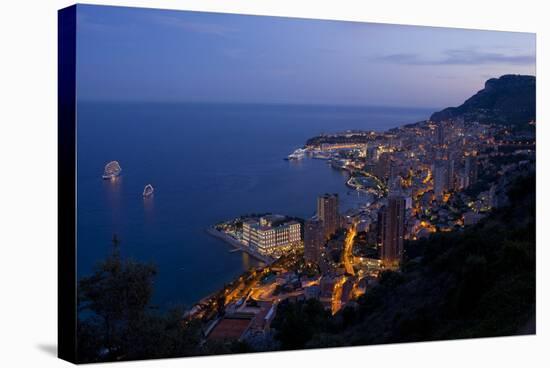 Europe, Principality Monaco, Monte Carlo, Town View, Evening-Chris Seba-Stretched Canvas
