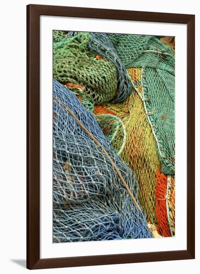 Europe, Scotland, Oban, brightly colored fishing nets-Jay Sturdevant-Framed Photographic Print