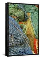 Europe, Scotland, Oban, brightly colored fishing nets-Jay Sturdevant-Framed Stretched Canvas