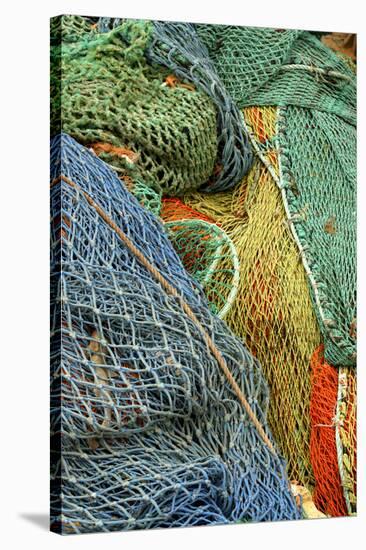 Europe, Scotland, Oban, brightly colored fishing nets-Jay Sturdevant-Stretched Canvas