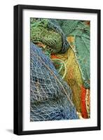 Europe, Scotland, Oban, brightly colored fishing nets-Jay Sturdevant-Framed Photographic Print