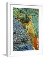 Europe, Scotland, Oban, brightly colored fishing nets-Jay Sturdevant-Framed Photographic Print