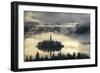 Europe, Slovenia, Bled - A Pletna Boat Arriving At The Island Of Lake Bled During A Foggy Sunrise-Aliaume Chapelle-Framed Photographic Print