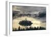 Europe, Slovenia, Bled - A Pletna Boat Arriving At The Island Of Lake Bled During A Foggy Sunrise-Aliaume Chapelle-Framed Photographic Print