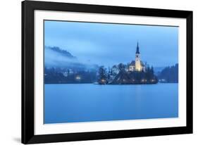 Europe, Slovenia, Upper Carniola. The lake of Bled with the Assumption of Mary Pilgrimage Church-ClickAlps-Framed Photographic Print