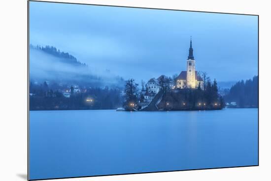 Europe, Slovenia, Upper Carniola. The lake of Bled with the Assumption of Mary Pilgrimage Church-ClickAlps-Mounted Photographic Print
