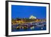 Europe, Spain, Balearic Islands, Island Majorca, Capital of Palma, Harbour, Cathedral, Dusk-Chris Seba-Framed Photographic Print