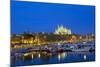 Europe, Spain, Balearic Islands, Island Majorca, Capital of Palma, Harbour, Cathedral, Dusk-Chris Seba-Mounted Photographic Print