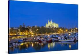 Europe, Spain, Balearic Islands, Island Majorca, Capital of Palma, Harbour, Cathedral, Dusk-Chris Seba-Stretched Canvas