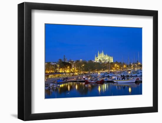 Europe, Spain, Balearic Islands, Island Majorca, Capital of Palma, Harbour, Cathedral, Dusk-Chris Seba-Framed Photographic Print