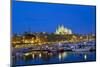 Europe, Spain, Balearic Islands, Island Majorca, Capital of Palma, Harbour, Cathedral, Dusk-Chris Seba-Mounted Photographic Print