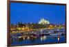 Europe, Spain, Balearic Islands, Island Majorca, Capital of Palma, Harbour, Cathedral, Dusk-Chris Seba-Framed Photographic Print