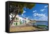 Europe, Spain, Majorca, Fishing Village Porto Colom, Harbour-Chris Seba-Framed Stretched Canvas