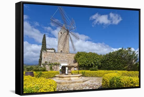 Europe, Spain, the Balearic Islands, Island Majorca, Windmill, Restaurant-Chris Seba-Framed Stretched Canvas