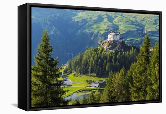 Europe, Switzerland, Graubunden, Engadine, Scuol Tarasp, Scuol Castle, (Schloss Tarasp)-Christian Kober-Framed Stretched Canvas