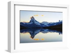 Europe, Switzerland, Valais, Zermatt, Matterhorn (4478M), Stellisee Lake-Christian Kober-Framed Photographic Print