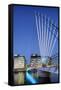 Europe, United Kingdom, England, Lancashire, Manchester, Salford Quays, Media City Footbridge-Mark Sykes-Framed Stretched Canvas