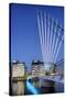 Europe, United Kingdom, England, Lancashire, Manchester, Salford Quays, Media City Footbridge-Mark Sykes-Stretched Canvas