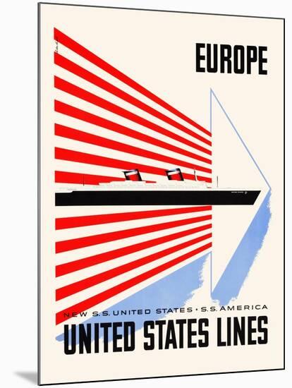 Europe-United States Lines-Lester Beall-Mounted Art Print