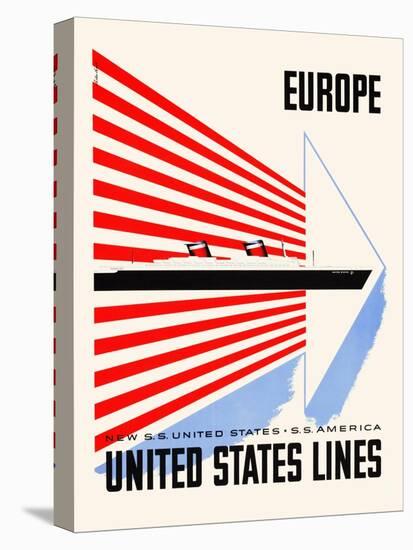 Europe-United States Lines-Lester Beall-Stretched Canvas