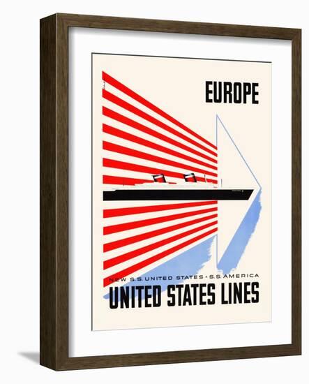 Europe-United States Lines-Lester Beall-Framed Art Print