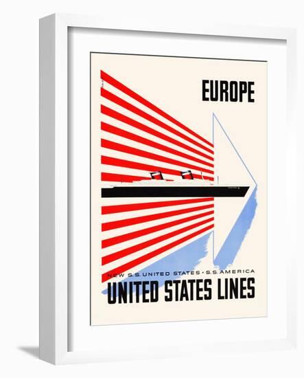 Europe-United States Lines-Lester Beall-Framed Art Print