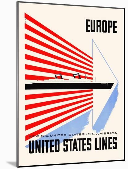 Europe-United States Lines-Lester Beall-Mounted Art Print