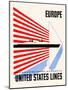 Europe-United States Lines-Lester Beall-Mounted Art Print