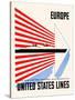 Europe-United States Lines-Lester Beall-Stretched Canvas