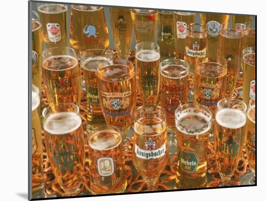 European Beer Glasses with Pretzels-Karen M^ Romanko-Mounted Premium Photographic Print