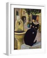 European Cat at St. Paul de Vence, France-Isy Ochoa-Framed Giclee Print