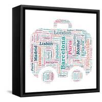 European Cities Bag Shaped Word Cloud On White Background - Tourism And Travel Concept-grasycho-Framed Stretched Canvas