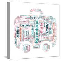 European Cities Bag Shaped Word Cloud On White Background - Tourism And Travel Concept-grasycho-Stretched Canvas